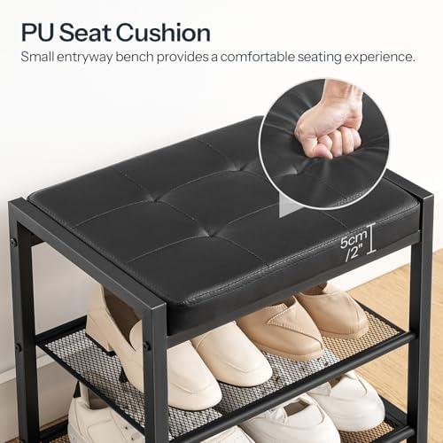 HOOBRO Small Shoe Bench, 3-Tier Shoe Rack, Shoe Storage Bench
