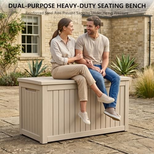 Outdoor Storage Box,270 Gallon Waterproof Deck Box [Upgraded 3.0]