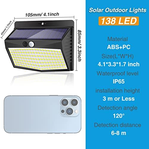 Peasur Solar Motion Sensor Outdoor Light 10Pack, 138 LED, Black-Cool White