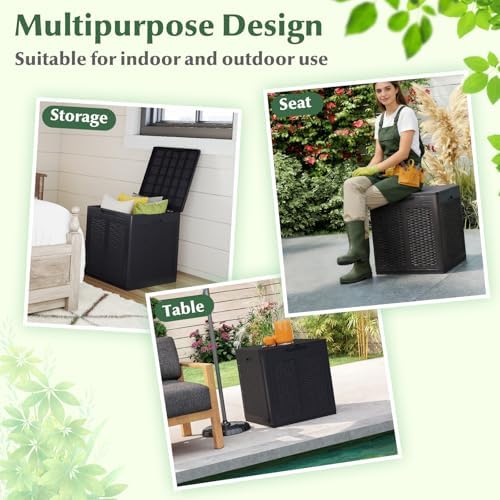 Tangkula 39 Gallon Outdoor Storage Box with Lockable Lid