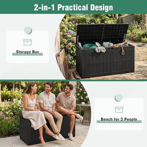 Tangkula 120 Gallon Waterproof Outdoor Storage Box with Lockable Lid