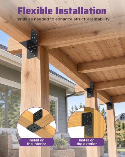 4x4 Black Joist Hanger Bracket, 4 Pack Wood Brackets, 4 MM