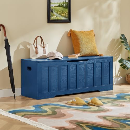 VANKILEY 51.2" Storage Chest Extra Large,Wooden Storage Bench(Blue)