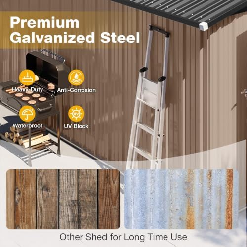 10x12FT Outdoor Storage Shed with Floor Brown