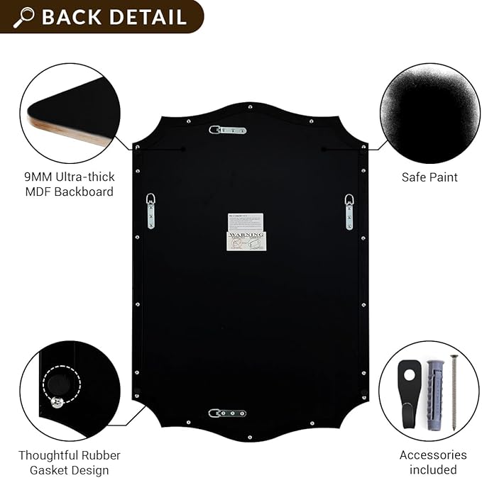 ANDY STAR Black Bathroom Vanity Mirror, 22x30 Irregular Wall Mirror, Scalloped