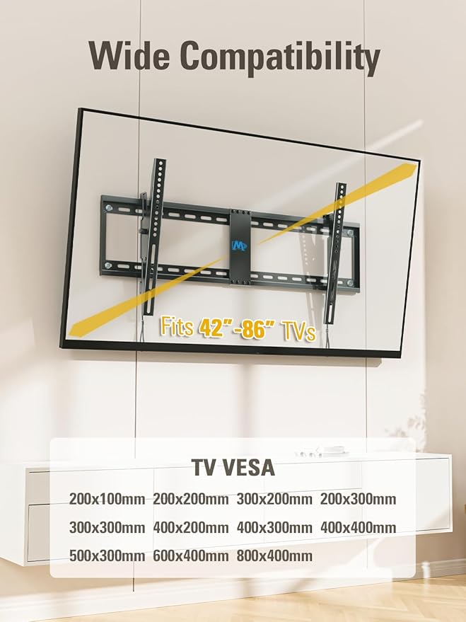 Mounting Dream TV Wall Mount for 42-86" TVs, Tilting TVs Mount