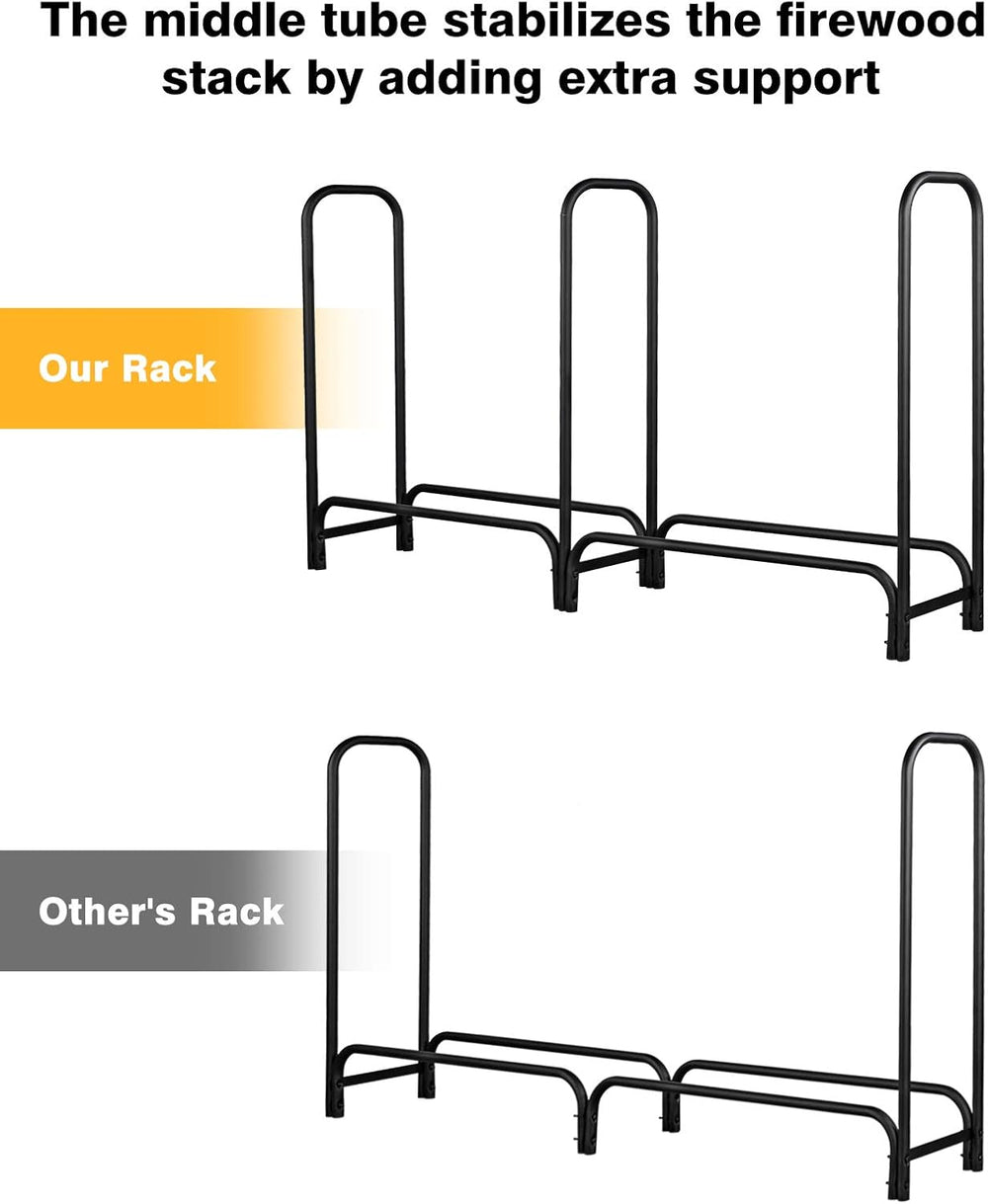 8FT Firewood Rack Outdoor with Waterproof Cover