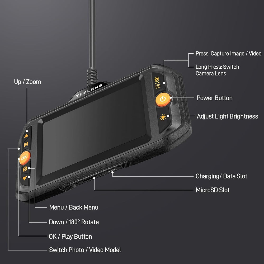 Teslong Dual Lens Borescope with Light for Automotive Mechanic Wall Vent