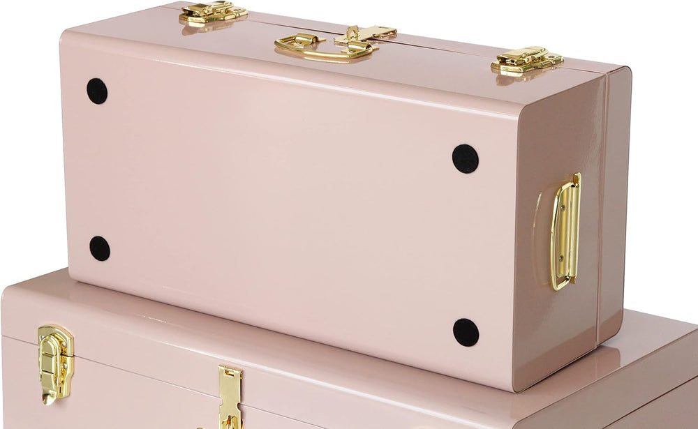Vixdonos Decorative Metal Box Storage Trunks Set of 2 College Dorm Chest with...