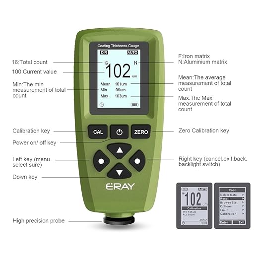 Mil Thickness Gauge, Coating Thickness Gauges, ERAY Paint Depth Gauge Meter