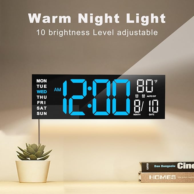 JALL 16" Large Digital Wall Mount Clock, Count Down Timer, Big LED, RGB ...