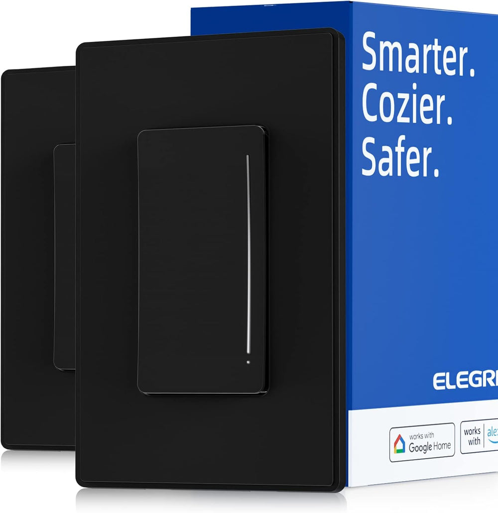 ELEGRP Smart Dimmer Light Switch DTR10, Single Pole Setup, 2.4GHz Wi-Fi Touch...