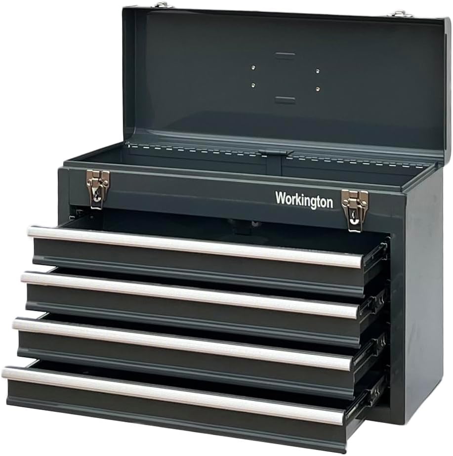 Workington Portable Metal Tool Chest with 4 Drawers, 20" 4-Drawer Tool C...
