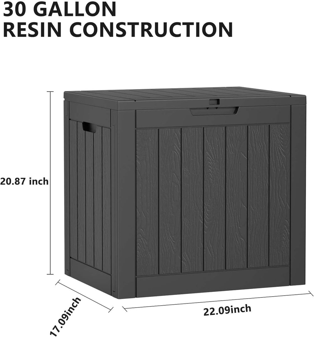 30 Gal Outdoor Storage Box Waterproof Lockable Deck Box Black