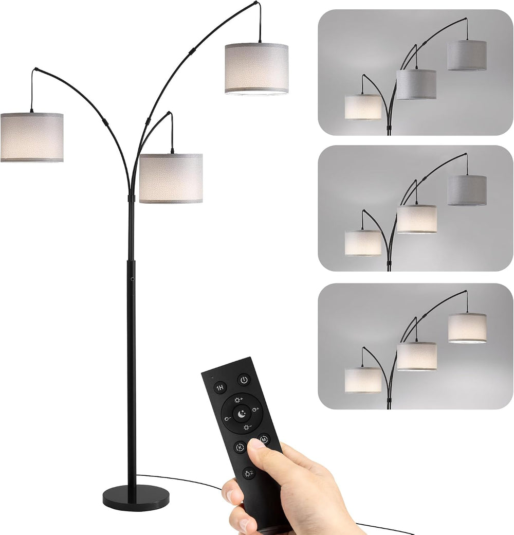 Fansdrick Floor lamp with Remote, 3 Light Arc Floor Lamps