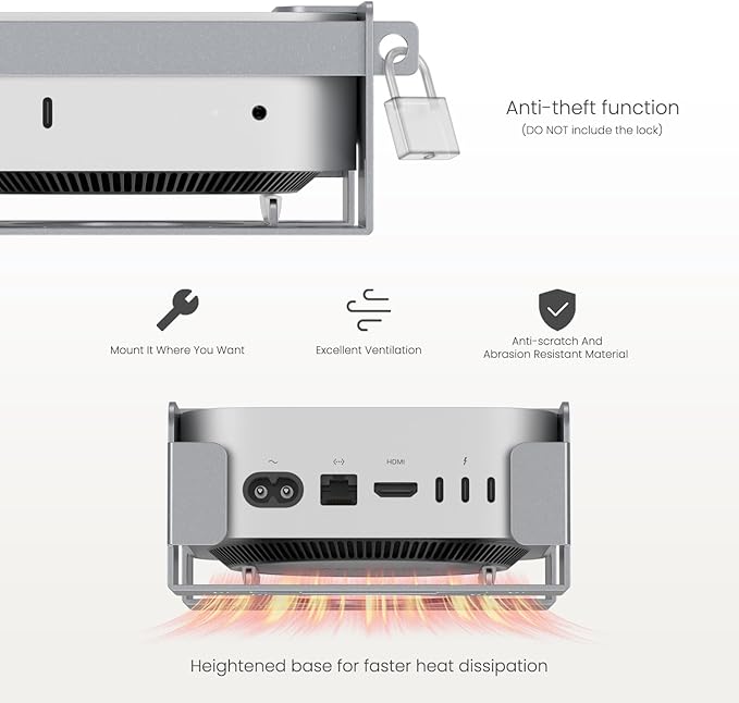 Fasgear Mac mini M4 Vesa Mount Pure Aluminum, Under Desk Mounting Bracket