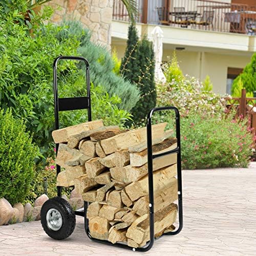 Goplus Firewood Log Rack Indoor Outdoor Fireplace Storage Holder Logs Heavy D...