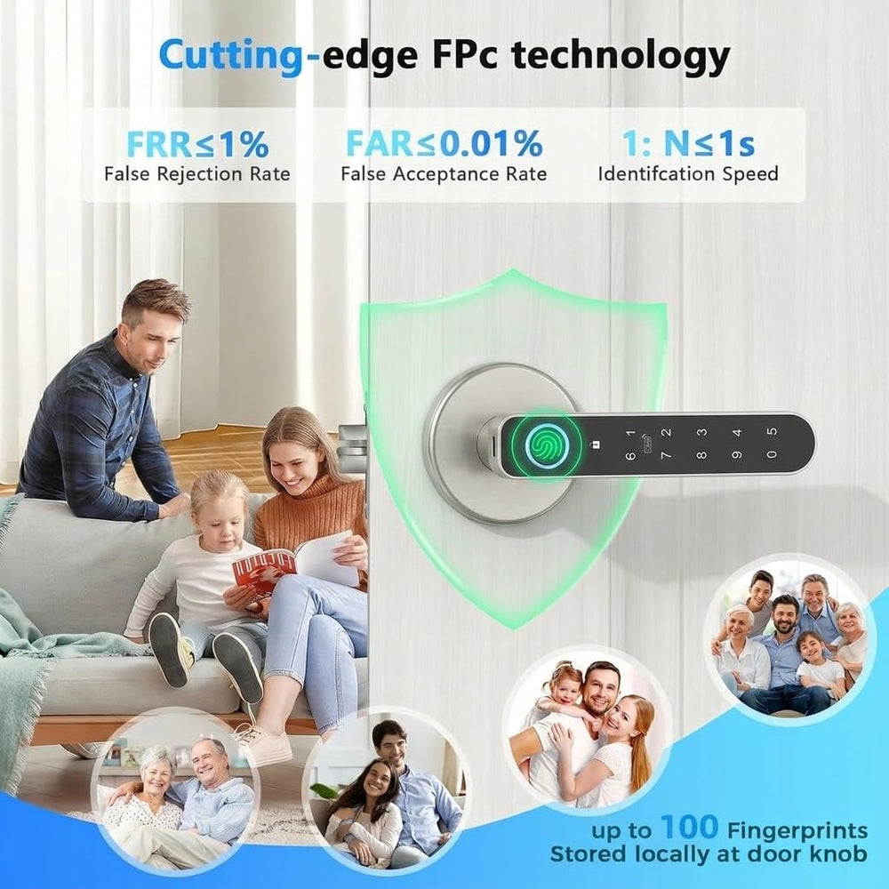 HEI LIANG Fingerprint Door Lock with Keypad & App Control,Silver