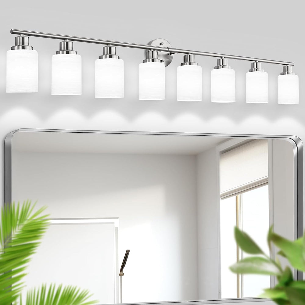 Guliaofo 8-Light Vanity Lights, Brushed Nickel Bathroom Light Fixture