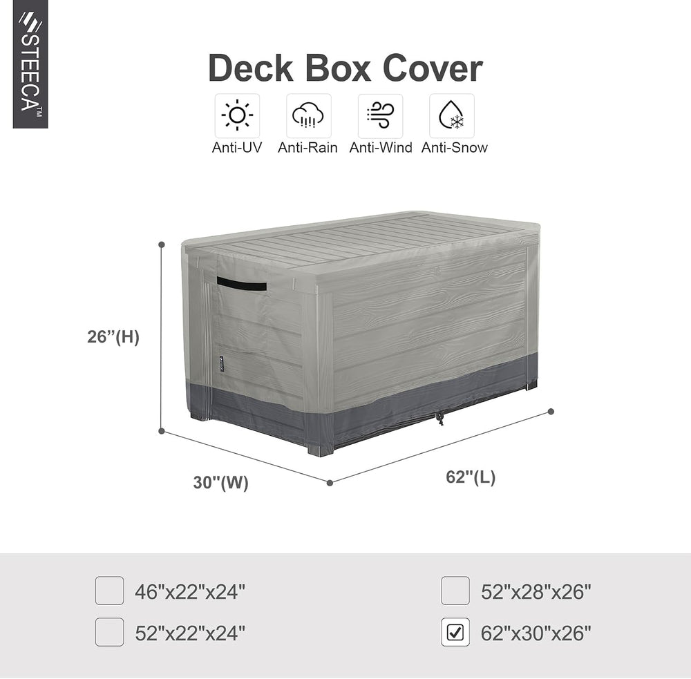 Patio Deck Box Cover Waterproof, 62L x 30W x 26 inch