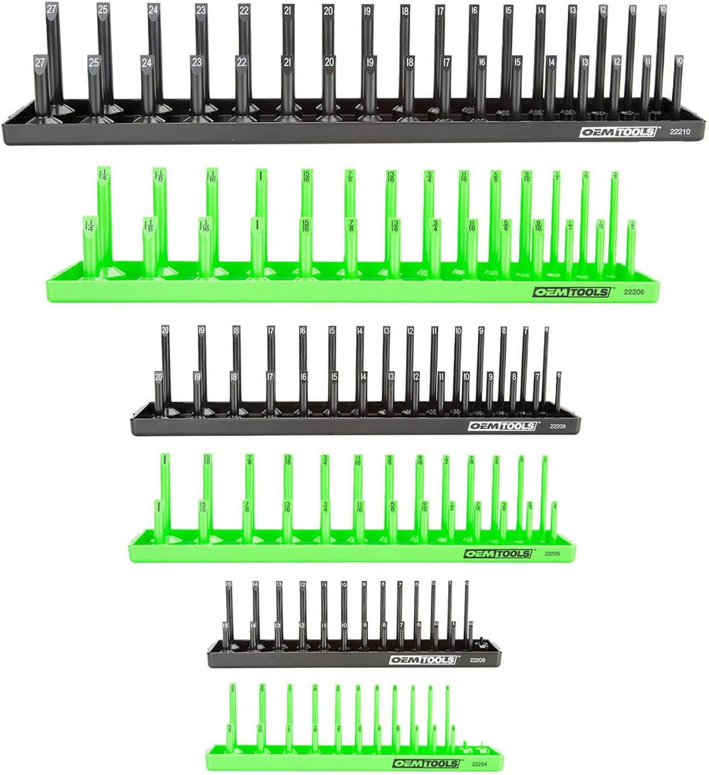 OEMTOOLS 22233 6-Pc SAE & Metric Socket Tray Set for Sizes 1/4", 3/8...