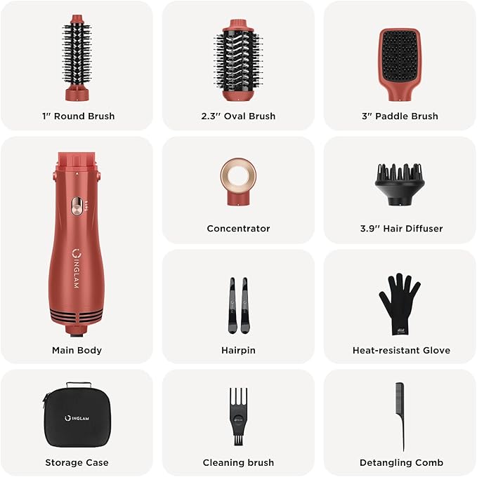 IG INGLAM Blow Dryer Brush Set, 5-in-1 Multi-Styler