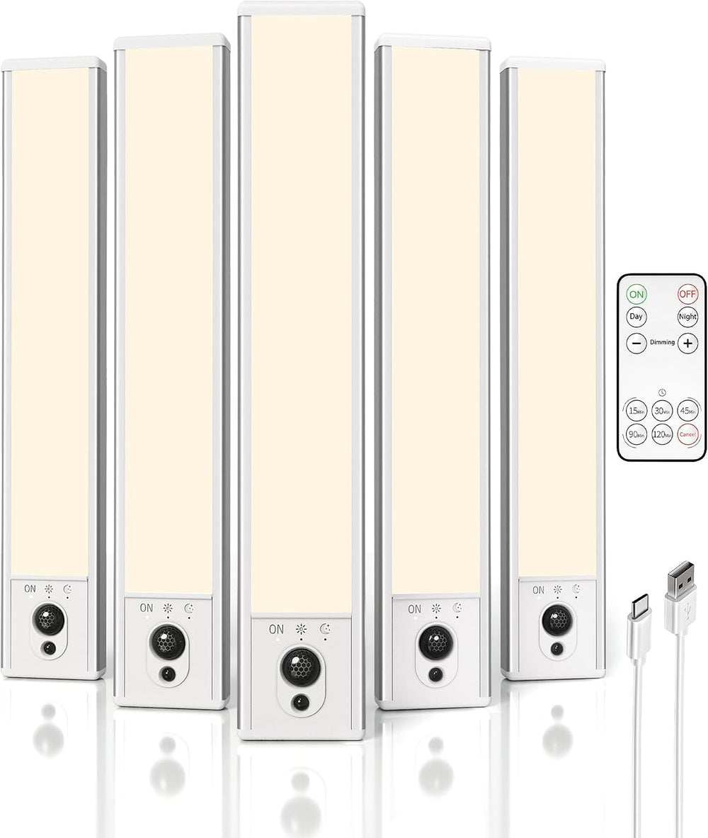 EZVALO 5-Pack Under Cabinet Lighting, 2400mAh Motion Sensor Light, LED Closet
