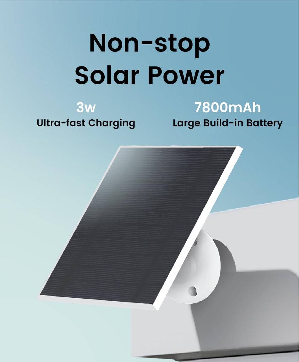 CasaCam Solar Security Camera, Dual Lens, Battery Powered, 2.4/5GHz WiFi