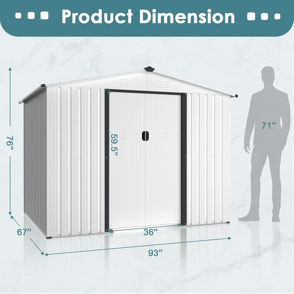 Crownland Outdoor Vented Backyard Garden Storage Shed 6X8 Feet Tool House wit...
