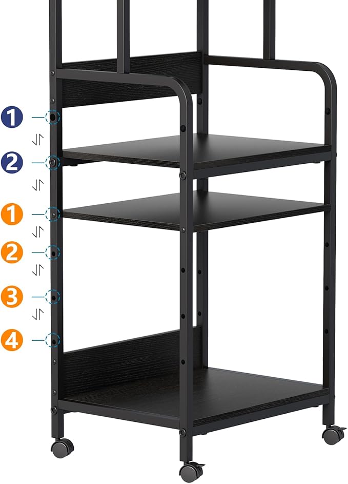 Arbuxzuy 4 Tier Stand with Storage Shelf, Tall Mobile Printer Table
