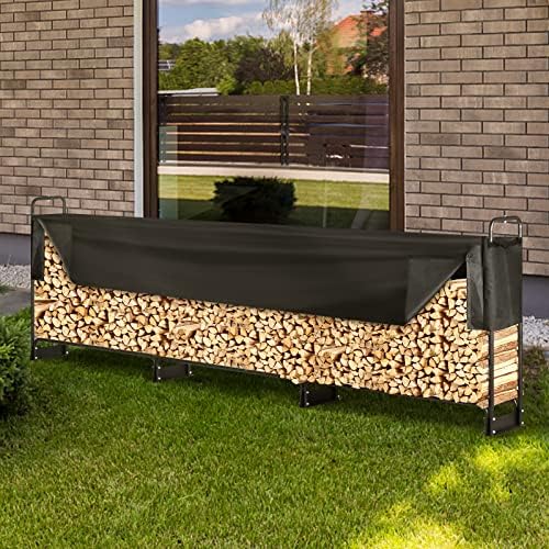 VEVOR 12.7FT Outdoor Firewood Rack with Cover, Firewood Holder for 3/4 Cord