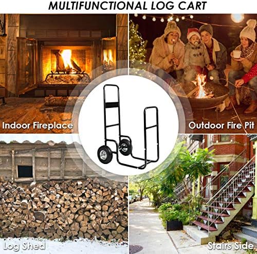 Goplus Firewood Log Rack Indoor Outdoor Fireplace Storage Holder Logs Heavy D...