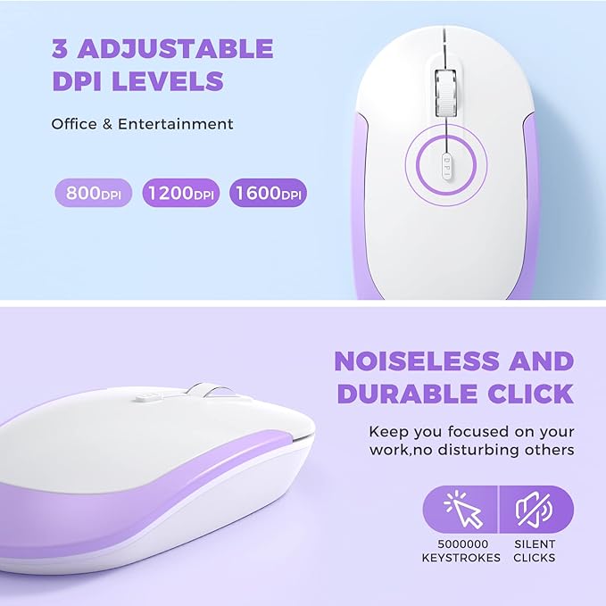 Wireless Keyboard and Mouse, Vssoplor 2.4GHz Rechargeable Compact Quiet