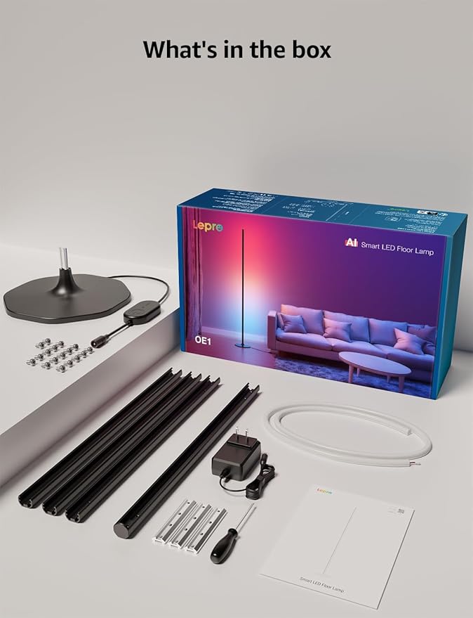 Lepro OE1 AI Corner Floor Lamp, Smart RGBICW LED Corner Lamp