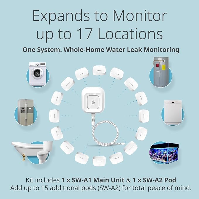 D-Link Next-Gen WiFi Water Leak Detector Starter Kit