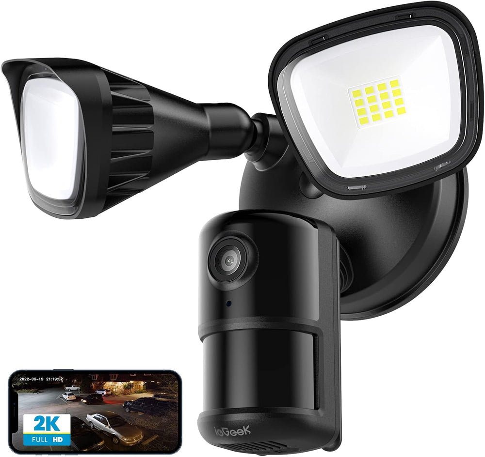 ieGeek Floodlight Camera Outdoor, 2K Wired Home Smart Security Cameras