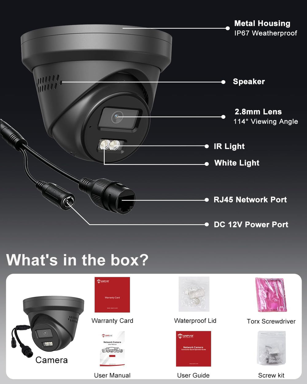 Anpviz 8MP PoE IP Active Deterrent Camera, 4K Black Wired Security Camera