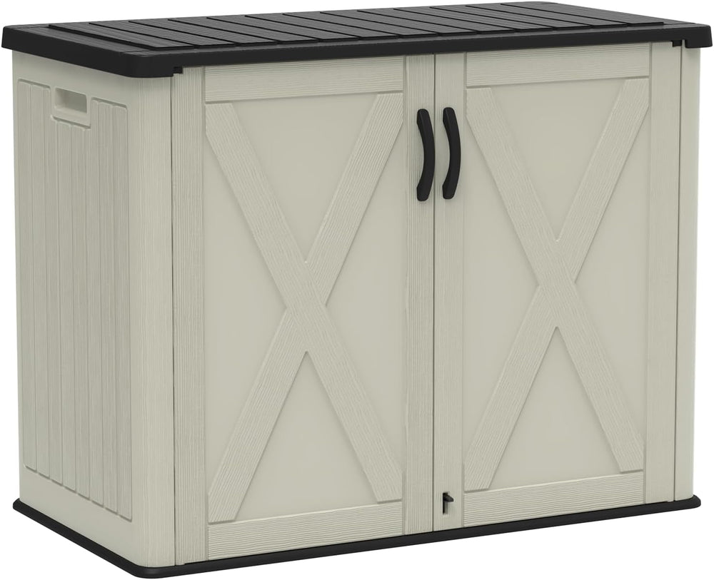Devoko 26 Cu Ft Resin Outdoor Storage Cabinet, Plastic Horizontal Shed