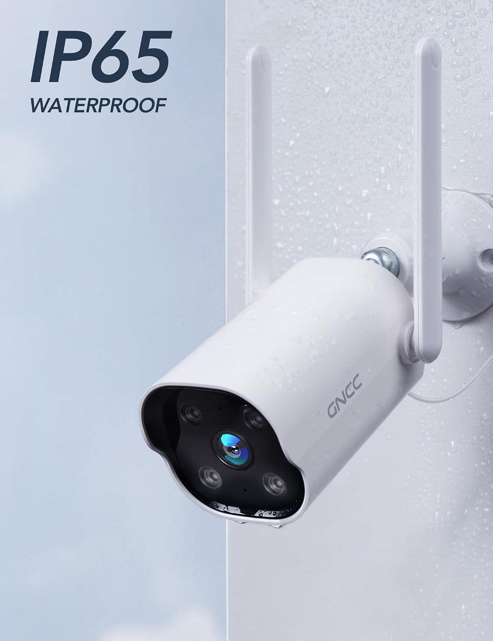GNCC 2K Outdoor Security Camera, 24/7 Recording, Plug-in, AI, White-2P