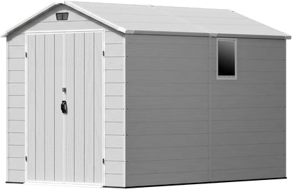 Patiowell 6X10 FT Plastic Outdoor Storage Shed with Floor, Light Grey