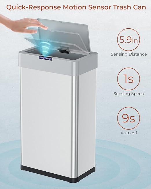 TLSUNNY 16 Gallon Motion Sensor Trash Can, Touchless Automatic Garbage Can