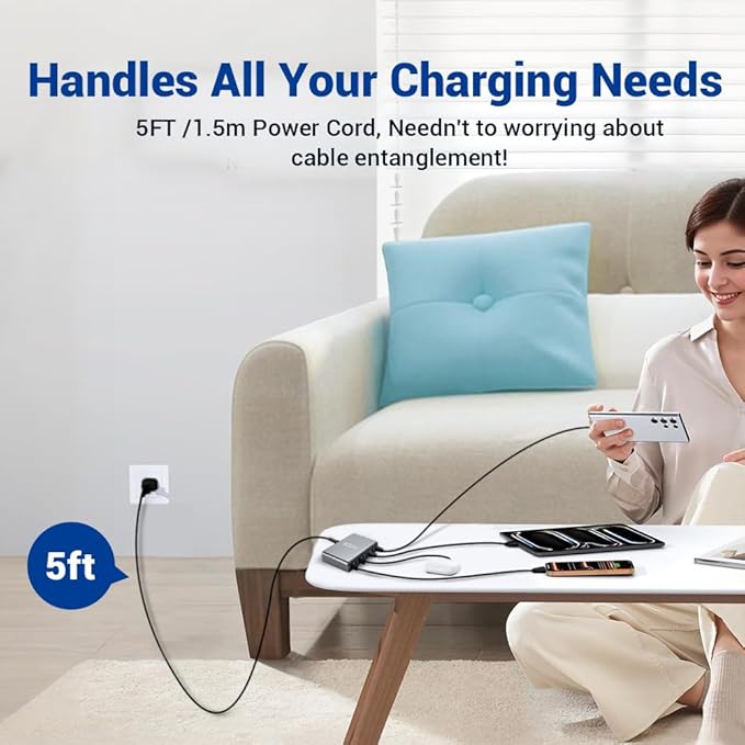 SquareWiz 635W GaN Super Fast Charging Station, 8 Port USB C Charger Block
