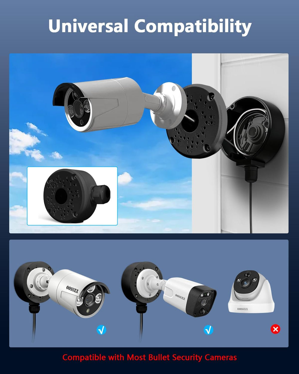 Metal Aluminum Security Camera Junction Box Mount Bracket Waterproof, 8Pack