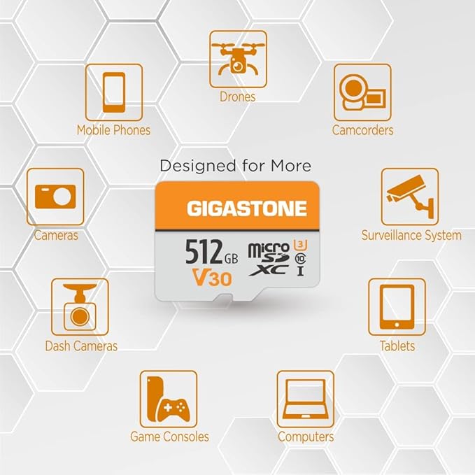 GIGASTONE 512GB Micro SD Card, for Surveillance, Security Camera, Action Camera