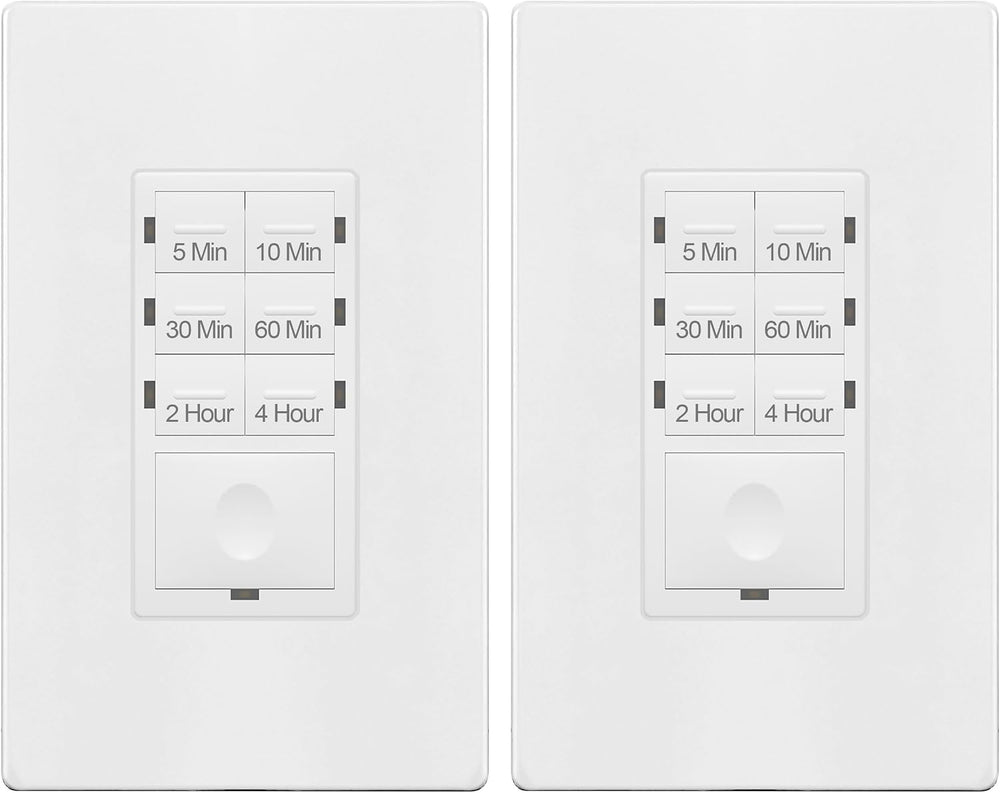 ENERLITES 4-Hour No Neutral Wire Countdown Timer Switch, 5-10-30-60 Min (2 Pack)