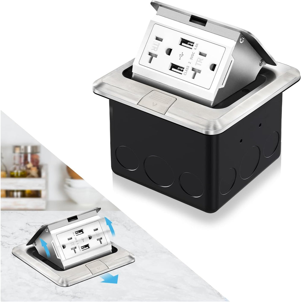 Vagueior Recessed Floor Electrical Outlet Kit, Waterproof Electrical Outlet