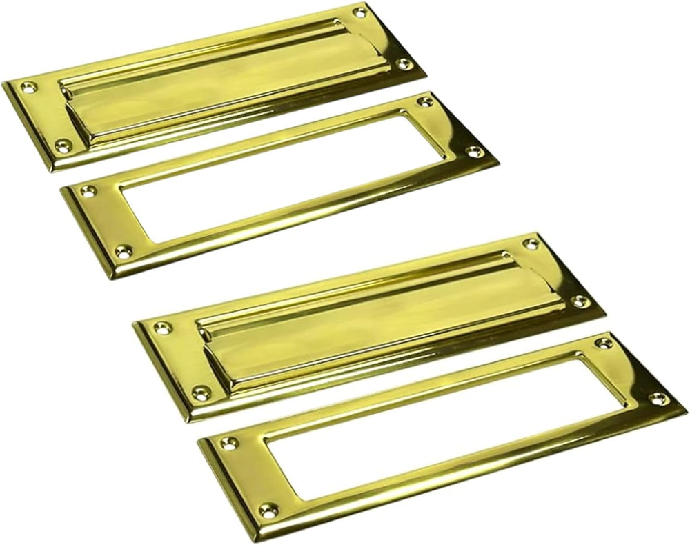 QCAA Solid Brass Mail Slot, with Solid Brass Interior Frame, 13" x 3.625...