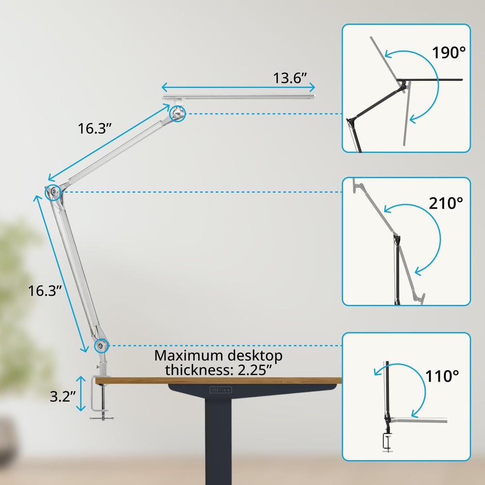 UPLIFTDESK E7 LED Desk Lamp with Clamp - 3 Color Mode Architect Desk Lamp