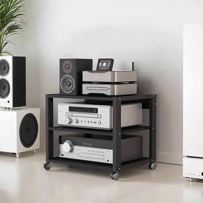 Dernoing 3 Tier Audio Rack Tower, CD Record Player Stereo Receiver AV Equipment