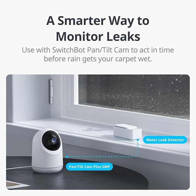SwitchBot WiFi Water Sensor, Smart Water Leak Detector, 100dB Adjustable Aler...